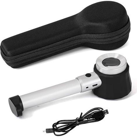 Loupe LED rechargeable 45x, poignée amovible, règle de 12,5 cm, 0,5 mm (1/2)