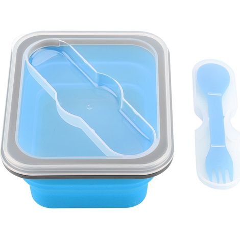 600 ml faltbare Silikon-Lunchbox-Schüssel, tragbar, blau (1/5)