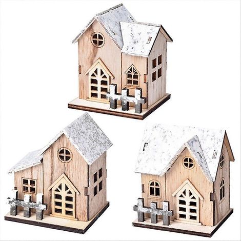 Village de Noël Lumineux Maison Rustique Déco Lanterne de Noël avec Éclairage (1/5)