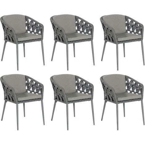 Sonnenpartner 6er-Set Gartensessel Fairmont Aluminium mit Polyrope schwarzgrau Gartenstuhl Sessel (1/2)