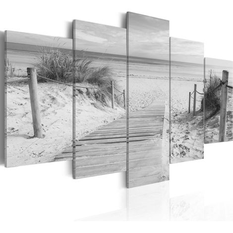 Quadro - Mattina in spiaggia - in bianco e nero - 100x50 (1/4)