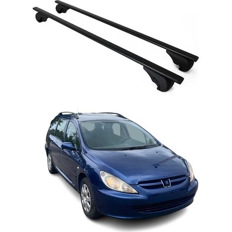 OMAC Barres de toit pour Peugeot 307 Break 2001-2008 – TÜV / DIN 75302:2019 – Antivol inclus – Charge max 75 kg – 2 barres Noir (1/4)