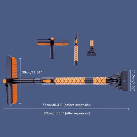 Brosse à neige voiture télescopique avec grattoir, tête rotative amovible, racloir hiver pare-brise (1/5)