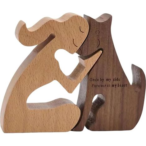 Statue chien humain bois sculpture bois hêtre noyer chien décoratif pièce artistique amateurs animaux cadeau cadeau (1/5)