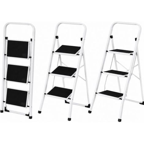 Scala Scaletta Pieghevole Gradini Antiscivolo Sgabello Scaletto Acciaio 150kg 3 Gradini (1/5)