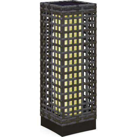 Lampe solaire d'extérieur en rotin synthétique avec détecteur de lumière, LED automatique pour jardin et balcon, structure acier gris, étanche IP44 (1/5)