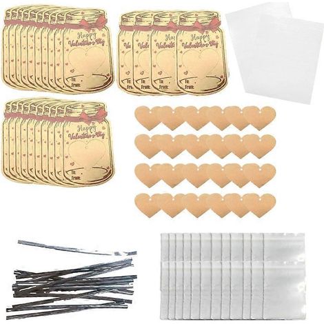 24 versiegelte Beutel und 24 Papierkarten als Gastgeschenke für Valentinstagspartys, 24-teiliges Set für Geschenktüten