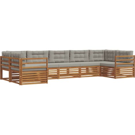 Conjunto de sofás de exterior 7 uds. Gris Natural y Claro vidaXL (1/5)
