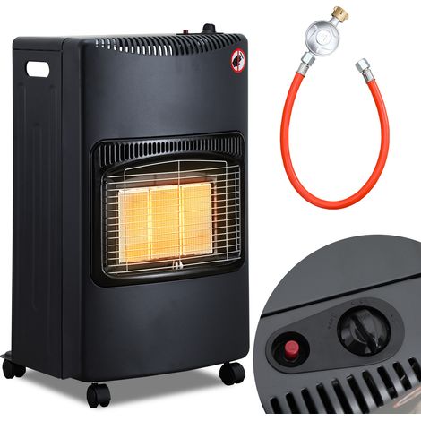 Randaco Chauffage d’appoint gaz 4200 W infrarouge, 3 puissances, allumage piézo, ODS, 5 roulettes, 2 adaptateurs UE (1/5)