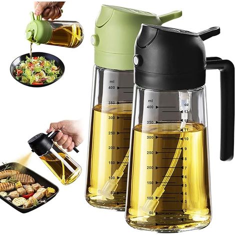 Spray Huile Cuisine 470ml – Vaporisateur Huile Air Fryer pour Cuisson, Salades, Vinaigre et Accessoire Cuisine Noir Vert (1/5)
