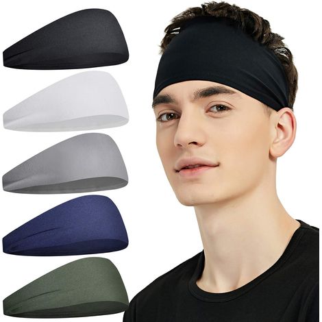 Sportarmbänder für Herren (5 Stück), feuchtigkeitsableitende Trainingsarmbänder für Laufen, Radfahren, Fußball, Yoga, Armbänder für Damen und Herren (1/4)