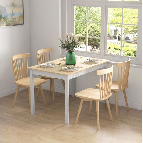 REDOM mesa de comedor 120x75x75 cm, para 4 personas, uso versátil, madera de pino color natural (1/5)