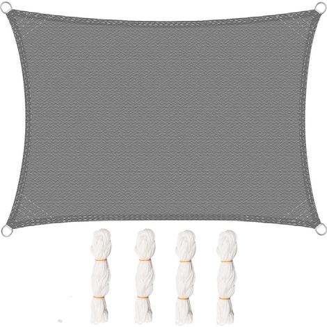 Woltu – Voile d'ombrage rectangulaire 3,5x5m en HDPE 180g/m² – Protection solaire 85% UV – Installation facile avec œillets et cordons 1,5m – Gris