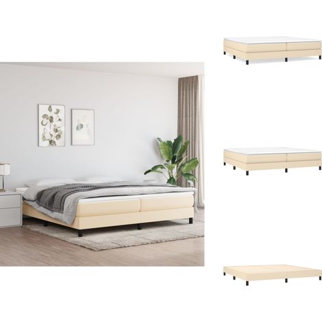 Bettgestell ohne Matratze Creme 200x200 cm Stoff - Bettes Gestell - Doppelbett - Cremefarbenes Bett - Boxspringbetten - Lattenrost (1/5)
