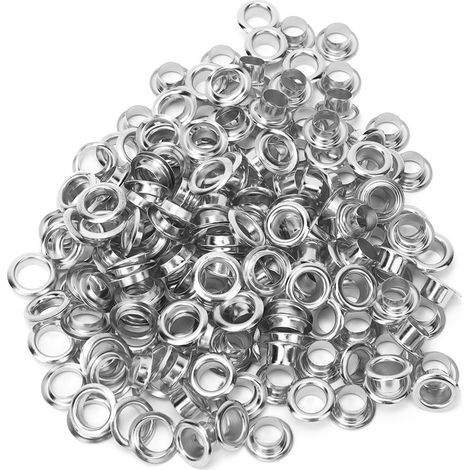 100 rivets creux double face en laiton de 6 mm pour vêtements/sacs/ceintures/chaussures (argenté)