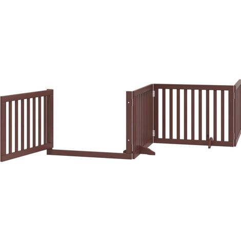 Cancelletto di sicurezza per animali domestici porta pieghevole 12 pannelli legno di pioppo marrone 020023152