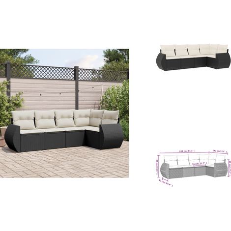 Salon de jardin 5 pcs avec coussins noir résine tressée - Ensemble Salon De Jardin - Mobilier Extérieur - Résine Tressée - Rotin Synthétique - Meuble De Jardin (1/3)