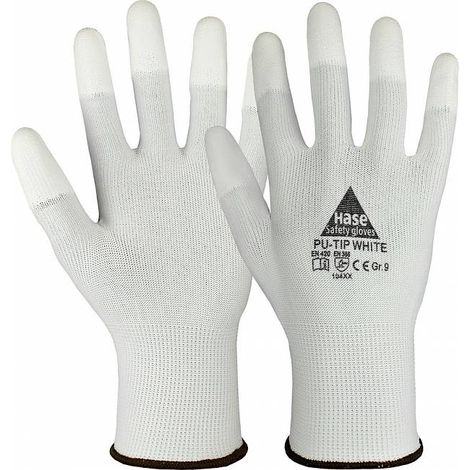 Hase Montagehandschuhe Feinstrick "PU Tip White" 9