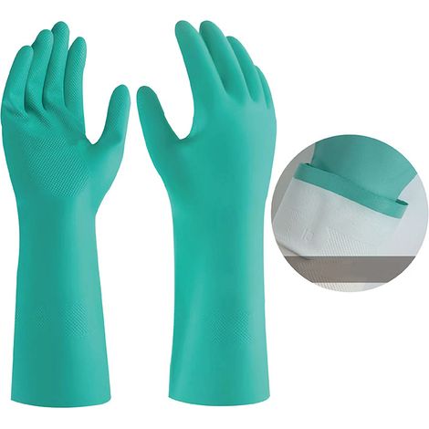 Gants en caoutchouc nitrile vert résistants aux produits chimiques, gants de protection en nitrile résistants à l'usure, M (1/5)