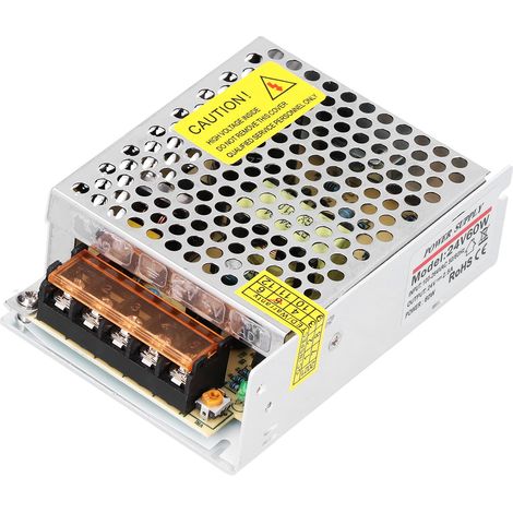 Adaptateur transformateur alimentation 24V 60W pour ruban LED, convertisseur interrupteur régulé, chargeur secteur étanche, 2A, usage intérieur/extérieur. (1/5)