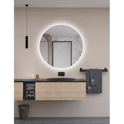 Ledimex - Espejo de baño Led redondo - de Ø60 cm de diámetro - Retroiluminado por LED con IRC >80 – Sensor antivaho – Sensor on/off – Modelo LISBOA (1/5)