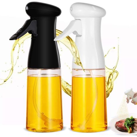 Distributeur d'huile de cuisine 2 pièces, vaporisateur d'huile, 210 ml, distributeur d'huile d'olive pour la cuisson, le barbecue, le rôtissage, la cuisson (noir et blanc) (1/5)