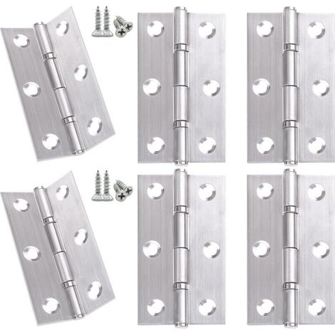Lot de 6 charnières de porte d'armoire en acier inoxydable avec 60 vis pour quincaillerie de meubles, portes de tiroirs d'armoires, 60 x 38 mm
