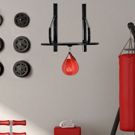 Sac Boxe Support Mural Rotatif Pratiquer Technique Réflexes Noir Rouge 60x73x80cm