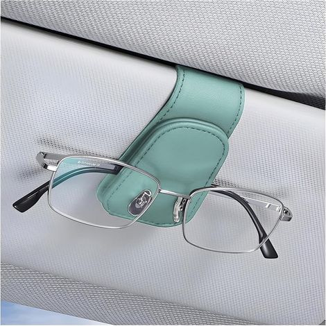 Porte-Lunettes De pour Voiture, Magnétique en Cuir Clip Cintre De Lunettes pour Voiture, Support De Lunettes De Soleil De Visière Voiture Universel avec Pince à Carte (Nyland) (1/5)