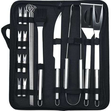 Barbecue Utensils Barbecue Kit,Ensembles d'ustensiles pour Barbecue,20pcs Accessoires Barbecue Acier Inoxydable pour Camping Barbecue Cadeau Homme