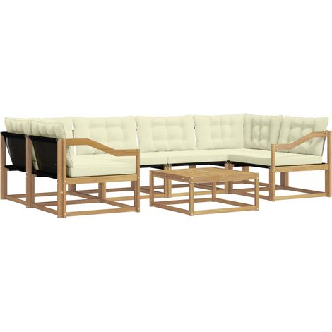 Outdoor Sofa Set 7 pcs White and Cream vidaXL (1/5)