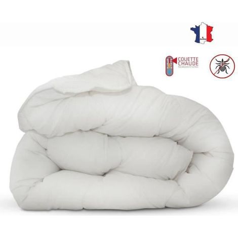 Couette anti-acariens - 220 x 240 cm - Chaude - 400 g/m2 2 personnes - Blanc - ABEIL (1/2)