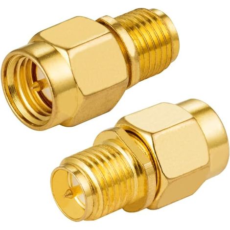 HF-Adapter SMA-Stecker auf RP-SMA-Buchse – 2 Stück – Vergoldetes Messing – 50 Ohm – Für Routerantenne (1/5)