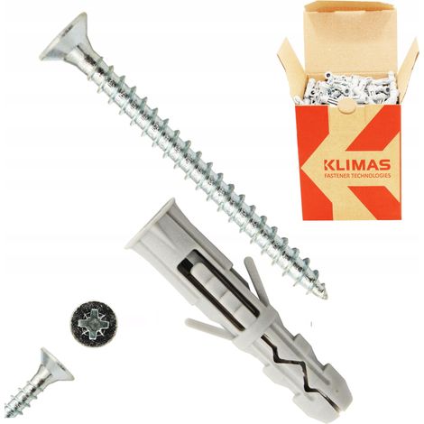 Chevilles A Expansion Klimas KRX-063530 6 x 30 Avec Vis 3,5 x 30, PZ2, Lot De 200