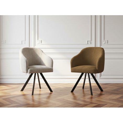 BOBOCHIC - Lot de chaises SOPHIE tissu texturé et pieds étoile Jaune et beige (1/5)