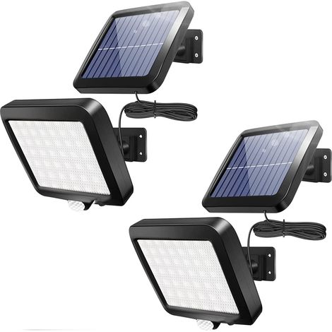 Lampe solaire extérieure à 56 LED avec détecteur de mouvement, étanche IP65, angle d'éclairage de 120°, applique murale pour jardin, câble de 5 m. (1/5)