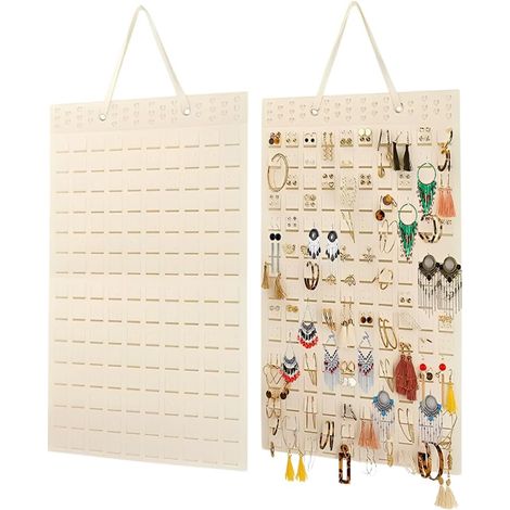 Organisateur Bijoux Suspendu,Rangement Bijoux Mural,Organisateur de Boucles D'Oreilles,Hanging Jewelry Organizer,Porte Bijouxs Presentoir Mural,Présentoir Boucles Oreilles pour Colliers Bagues (1/5)