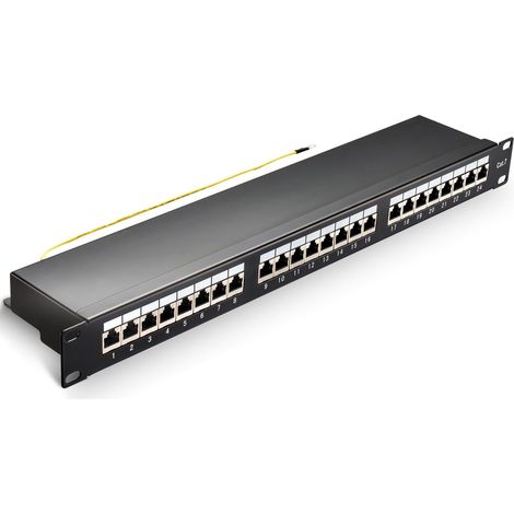 Cat-7-Patchpanel, 24 Ports, 19-Zoll-Keystone-Patchpanel, Rackmontage für Server, geschirmte RJ45-Anschlüsse, für Gigabit-Netzwerk-Switches (1/5)