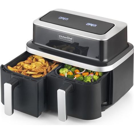 Kitchen-Chef KCPFR84-AIRDUO Friggitrice Senza Olio Nera Doppia (1/5)