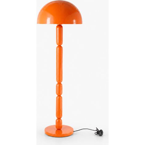 Lámpara de pie Romy de madera y metal naranja (1/4)