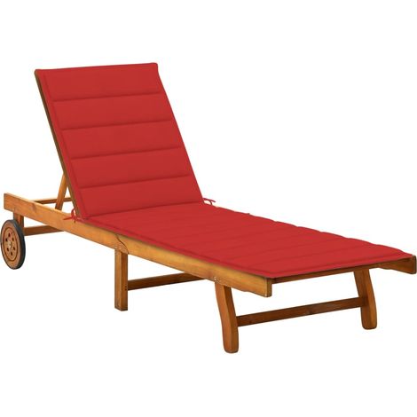 Chaise longue de jardin avec coussin Bois d'acacia solide