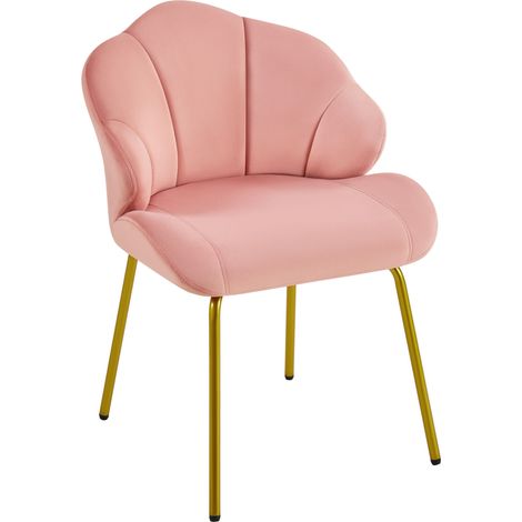 Yaheetech Poltrona in Velluto Moderno Poltrocina con Schienale a Forma di Conchiglia Sedia Imbottita da Lettura per Soggiorno Camera da Letto Ufficio Sedia Laterale da Salotto Shell Rosa (1/5)