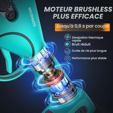 Secateur Electrique Sans Fil, 33mm, 800W Motor Sans Balais Secateur Electrique avec Lames de Rechange (1/4)