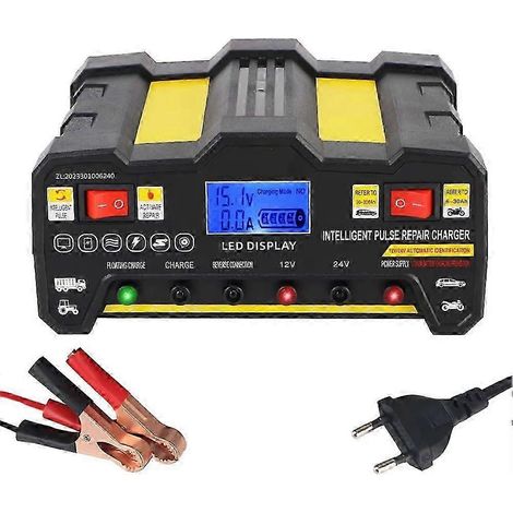 Chargeur de batterie intelligent à impulsions 300 Ah avec écran LCD pour batteries plomb-acide humides ou sèches, chargeur de voiture entièrement automatique, prise UE, haute qualité (1/5)