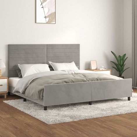 Estructura de cama sin colchón terciopelo gris claro 200x200 cm (1/5)