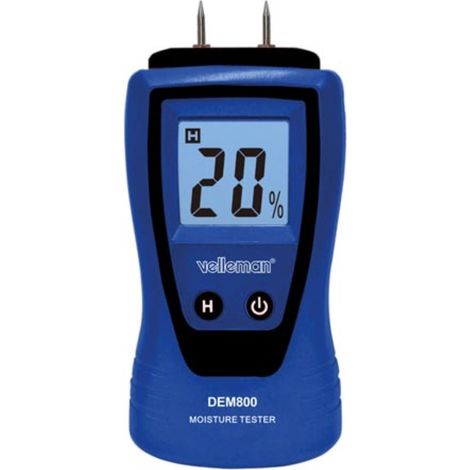 Velleman Feuchtigkeitsmesser für Bauholz, Papier, Beton, Putz, mit LCD-Anzeige und Datenhaltefunktion