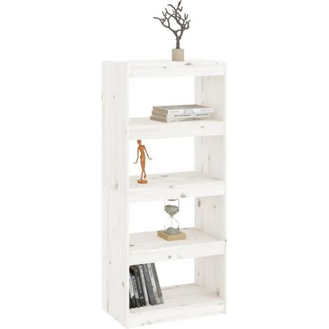vidaXL Bücherregal Raumteiler Weiß Massivholz 60x30x135,5cm