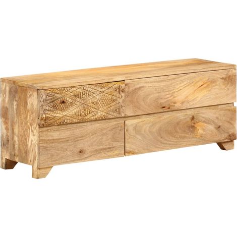 Meuble TV Banc TV Armoire TV Bois de manguier solide 110x30x40 cm (1/5)