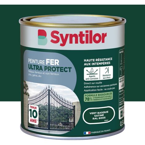 SYNTILOR Peinture exterieure fer, alu Ultra protect SYNTILOR vert basque satine0.5l (1/5)