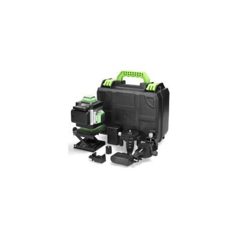 Niveau Laser 16 Lignes, Niveau Laser 4 x 360° Autonivelant, Niveau Laser avec 2 Batterie Rechargeable 2400mAh, avec Support Mural, pour Travaux de Construction et Décoration Intérieure